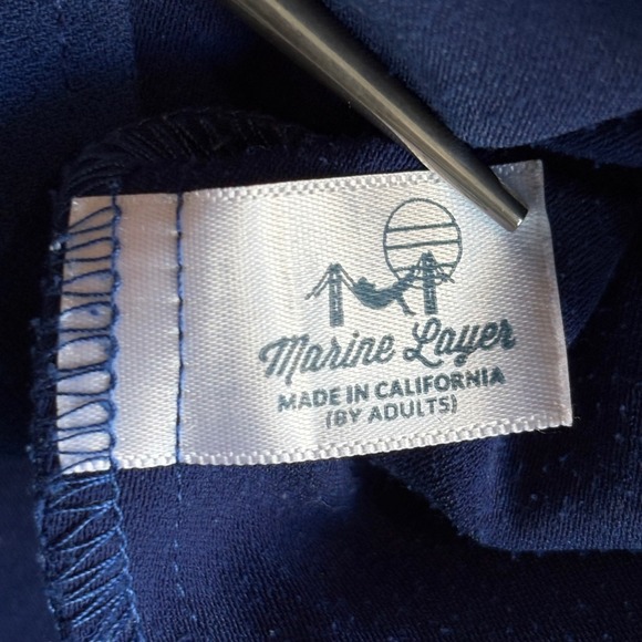 Marine Layer Midi Dress | Size XS | Blue Stretch Cap Sleeve Minimalist - Picture 6 of 6